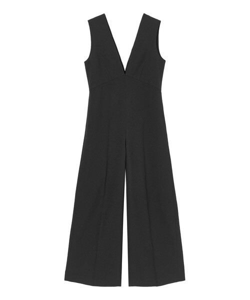 ANAYI(アナイ)の「リネン調オックスVオールインワン(つなぎ/オールインワン・レディース・ブラック/チャコールグレー・36/38/34)」の2枚目の写真