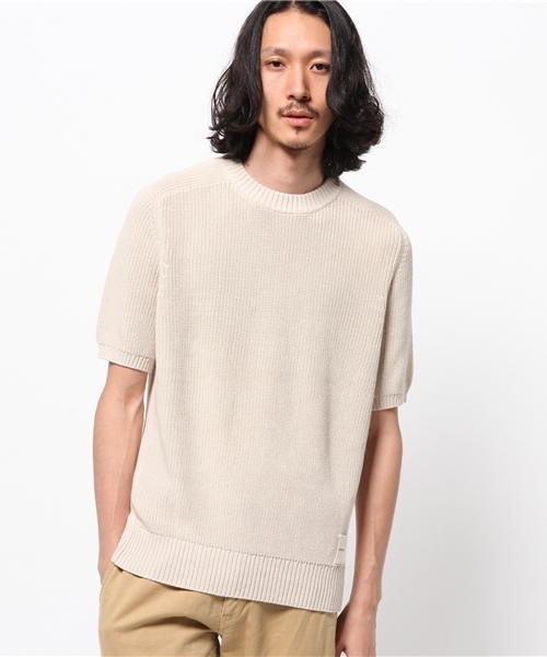 JOURNAL STANDARD（ジャーナルスタンダード）の「MACLIR / マクリル: オーガニックコットンS/Sクルーネックニット # （Tシャツ/カットソー・メンズ・アイボリー/ネイビー・MEDIUM/LARGE）」の12枚目の写真