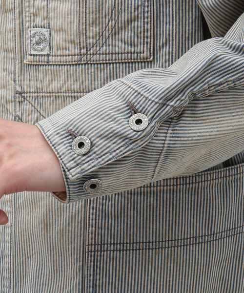 The DUFFER of ST.GEORGE（ザダファーオブセントジョージ）の「【The DUFFER N NEPHEWS】HAIG/ヘイグ(レイルロードジャケット（カバーオール・メンズ・ブルー・MEDIUM）」の16枚目の写真