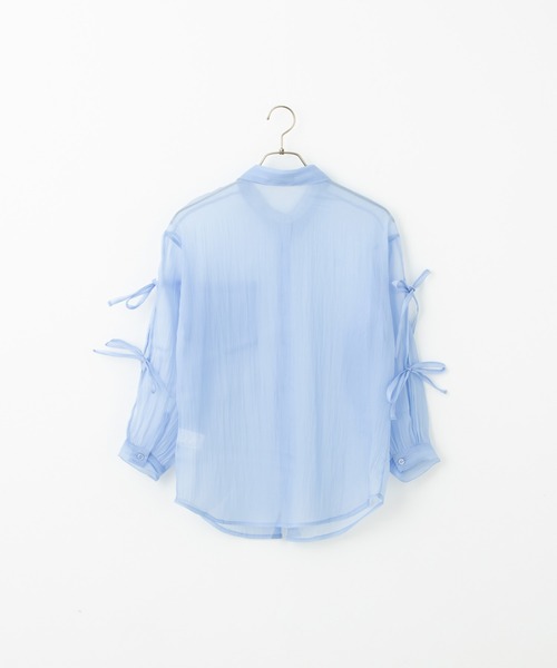 BISKEE（ビスキー）の「リボンスリーブ シアーシャツ(140cm~160cm)（シャツ/ブラウス・キッズ・サックスブルー/オフホワイト・140cm/150cm/160cm）」の6枚目の写真