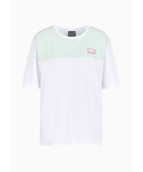 EMPORIO ARMANI EA7(エンポリオアルマーニイーエーセブン)の「【エンポリオ アルマーニ EA7】Contemporary Sport クルーネックTシャツ コットン(Tシャツ/カットソー・レディース・ホワイト×グリーン・LARGE/MEDIUM/SMALL/X-SMALL/X-LARGE)」の5枚目の写真