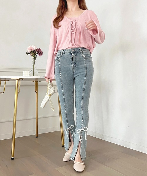 apres jour(アプレジュール)の「センターシームパールデニム【ZOZOTOWN限定アイテム】(デニムパンツ・レディース・ライトブルー/インディゴブルー・X-LARGE/LARGE/MEDIUM/SMALL)」の7枚目の写真