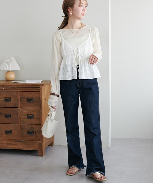 DISCOAT(ディスコート)の「【WEB限定】前後2WAYリボンキャミブラウス(キャミソール・レディース・ホワイト/ブラック系その他/ブラック/アイボリー・MEDIUM)」の10枚目の写真