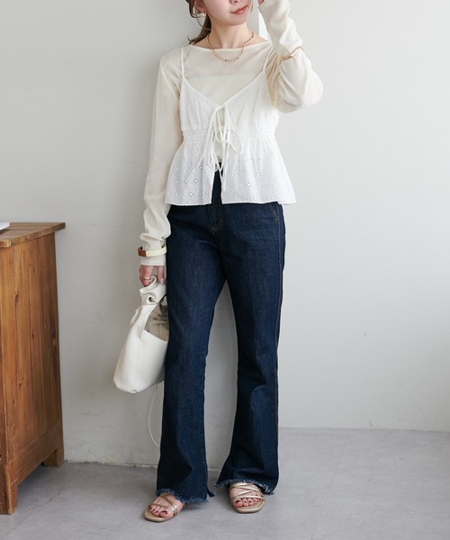 DISCOAT(ディスコート)の「【WEB限定】前後2WAYリボンキャミブラウス(キャミソール・レディース・ホワイト/ブラック系その他/ブラック/アイボリー・MEDIUM)」の9枚目の写真