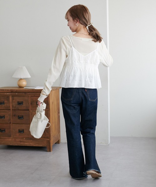 DISCOAT(ディスコート)の「【WEB限定】前後2WAYリボンキャミブラウス(キャミソール・レディース・ホワイト/ブラック系その他/ブラック/アイボリー・MEDIUM)」の11枚目の写真