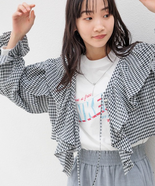 LOWRYS FARM（ローリーズファーム）の「コットンボイルフリルボレロＬＳ 991741（シャツ/ブラウス・レディース・ホワイト/その他/ブルー/ブラック・FREE）」の9枚目の写真