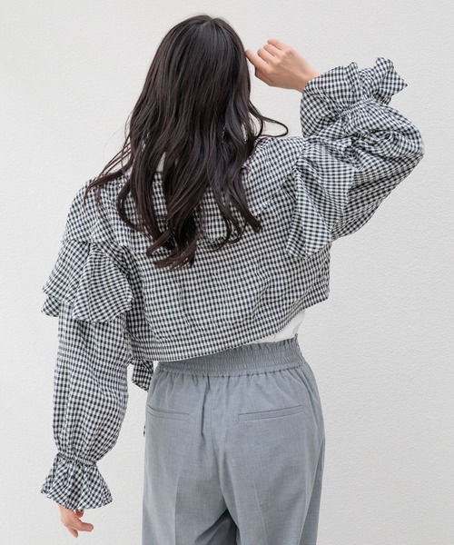 LOWRYS FARM（ローリーズファーム）の「コットンボイルフリルボレロＬＳ 991741（シャツ/ブラウス・レディース・ホワイト/その他/ブルー/ブラック・FREE）」の12枚目の写真