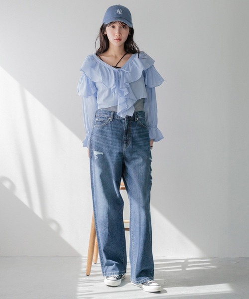 LOWRYS FARM（ローリーズファーム）の「コットンボイルフリルボレロＬＳ 991741（シャツ/ブラウス・レディース・ホワイト/その他/ブルー/ブラック・FREE）」の13枚目の写真