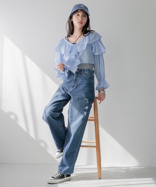 LOWRYS FARM（ローリーズファーム）の「コットンボイルフリルボレロＬＳ 991741（シャツ/ブラウス・レディース・ホワイト/その他/ブルー/ブラック・FREE）」の14枚目の写真