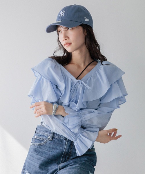 LOWRYS FARM（ローリーズファーム）の「コットンボイルフリルボレロＬＳ 991741（シャツ/ブラウス・レディース・ホワイト/その他/ブルー/ブラック・FREE）」の15枚目の写真