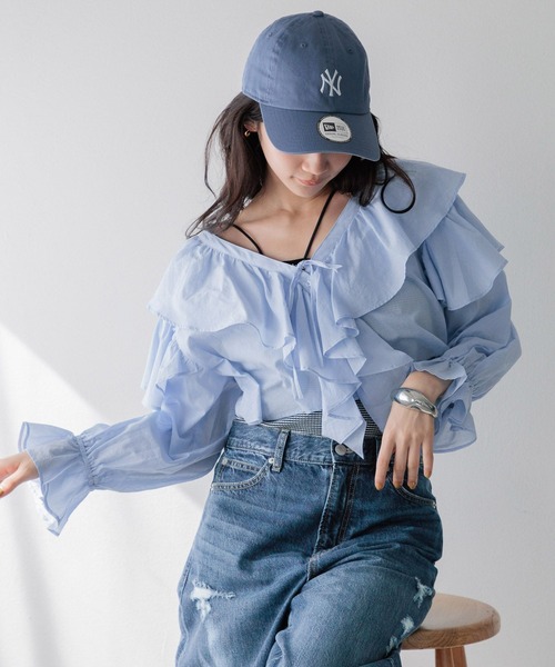 LOWRYS FARM（ローリーズファーム）の「コットンボイルフリルボレロＬＳ 991741（シャツ/ブラウス・レディース・ホワイト/その他/ブルー/ブラック・FREE）」の16枚目の写真