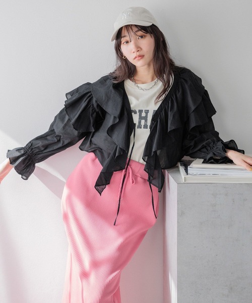 LOWRYS FARM（ローリーズファーム）の「コットンボイルフリルボレロＬＳ 991741（シャツ/ブラウス・レディース・ホワイト/その他/ブルー/ブラック・FREE）」の21枚目の写真