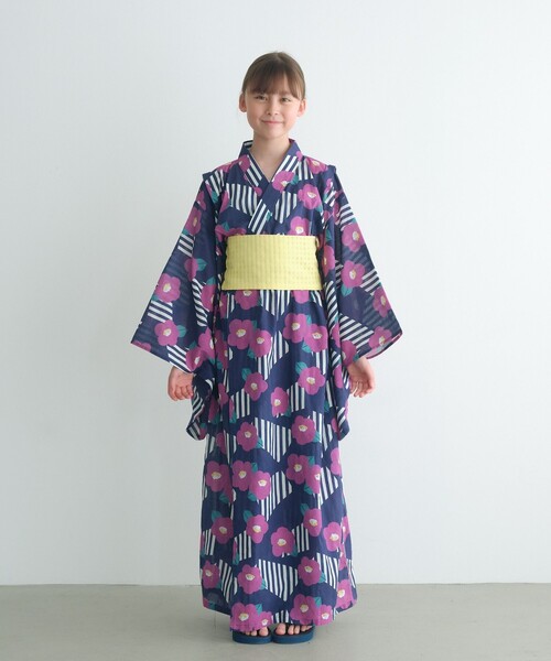 M　グリーンレーベルリラクシング　キッズ浴衣　2点 M グリーンレーベルリラクシング キッズ浴衣 2点 green label