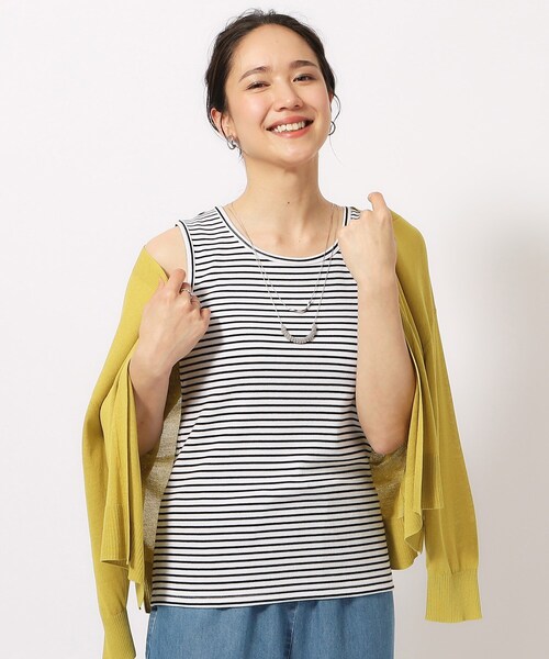 SHOO・LA・RUE（シューラルー）の「◆テレコリブボーダータンクトップ（タンクトップ・レディース・ホワイト系3/ブラック系2・02/03/04）」の2枚目の写真