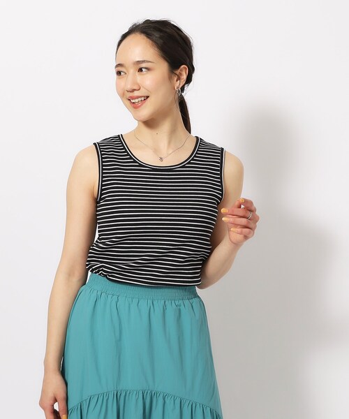 SHOO・LA・RUE（シューラルー）の「◆テレコリブボーダータンクトップ（タンクトップ・レディース・ホワイト系3/ブラック系2・02/03/04）」の11枚目の写真