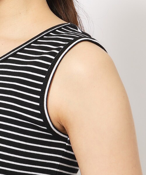 SHOO・LA・RUE（シューラルー）の「◆テレコリブボーダータンクトップ（タンクトップ・レディース・ホワイト系3/ブラック系2・02/03/04）」の3枚目の写真
