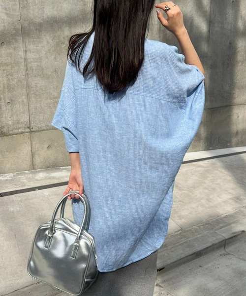 CIAOPANIC TYPY(チャオパニックティピー)の「【体型カバー】リネンレーヨンドルマンシャツ(シャツ/ブラウス・レディース・チャコールグレー/サックスブルー/カーキ/オレンジ/ホワイト/ブラウン/ライトグレー/ホワイト系その他・ONE SIZE)」の21枚目の写真
