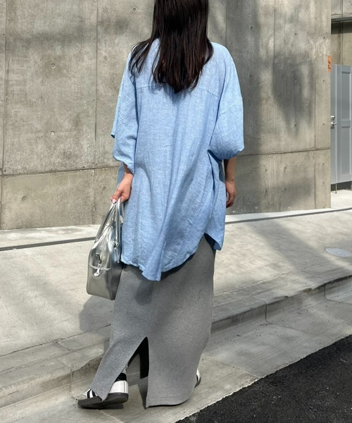 CIAOPANIC TYPY(チャオパニックティピー)の「【体型カバー】リネンレーヨンドルマンシャツ(シャツ/ブラウス・レディース・チャコールグレー/サックスブルー/カーキ/オレンジ/ホワイト/ブラウン/ライトグレー/ホワイト系その他・ONE SIZE)」の17枚目の写真