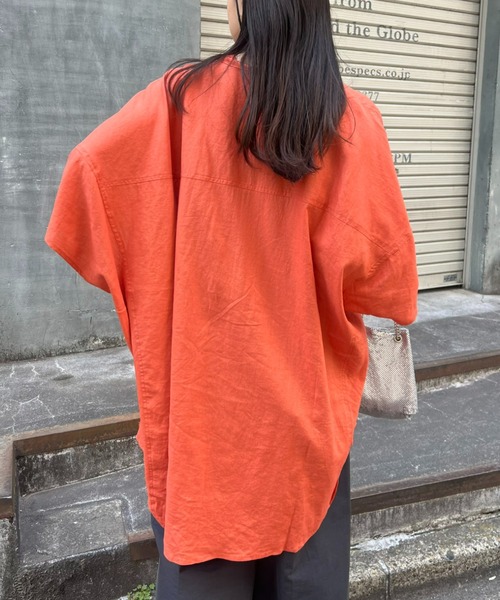 CIAOPANIC TYPY(チャオパニックティピー)の「【体型カバー】リネンレーヨンドルマンシャツ(シャツ/ブラウス・レディース・チャコールグレー/サックスブルー/カーキ/オレンジ/ホワイト/ブラウン/ライトグレー/ホワイト系その他・ONE SIZE)」の9枚目の写真