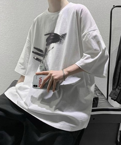 Anchor Smith(アンカー スミス)の「ビッグシルエット デザインプリント 半袖Tシャツ(Tシャツ/カットソー・メンズ・グレー系4/ホワイト系4/グリーン系4/グレー系1/ブラック系3/ブラック系1/グレー系3/グレー系2/ホワイト系2/ホワイト系1/ブラック系4/ブラック系2/ホワイト系3/パープル系4・L/M/XL)」の2枚目の写真