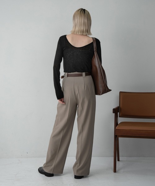Amiur(エミレ)の「belt set straight basic pants / ベルトセットストレートベーシックパンツ(スラックス・レディース・ブラック/ベージュ・FREE)」の9枚目の写真