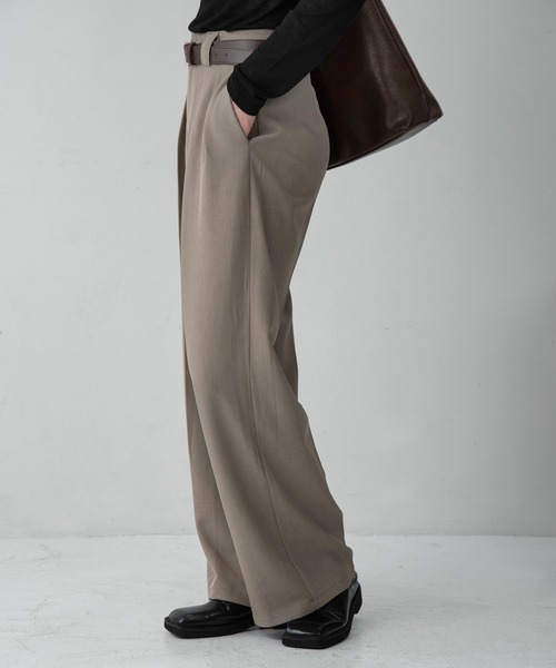 Amiur(エミレ)の「belt set straight basic pants / ベルトセットストレートベーシックパンツ(スラックス・レディース・ブラック/ベージュ・FREE)」の5枚目の写真