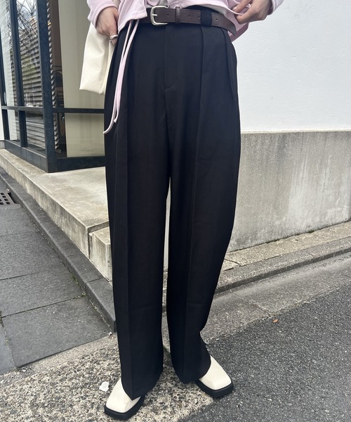 Amiur(エミレ)の「belt set straight basic pants / ベルトセットストレートベーシックパンツ(スラックス・レディース・ブラック/ベージュ・FREE)」の10枚目の写真