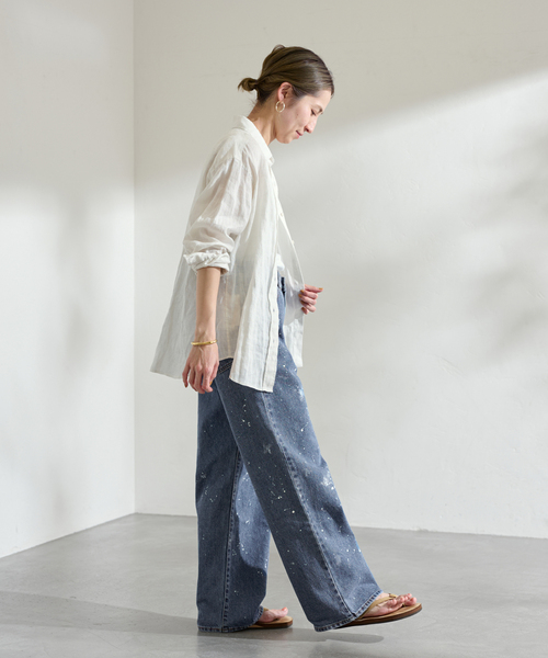 ジョンブル　DENIM DELIGHT デニムワイドジーンズ ペイント FRAMeWORK（フレームワーク）の「DENIM DELIGHT デニムワイド