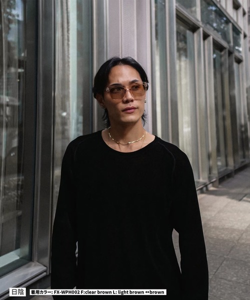 FLEX（フレックス）の「調光・偏光レンズ搭載 square wide 2 sunglasses / スクエアワイド サングラス（サングラス・レディース・ブルー/ブラウン/グリーン/パープル/ブラック・FREE）」の21枚目の写真