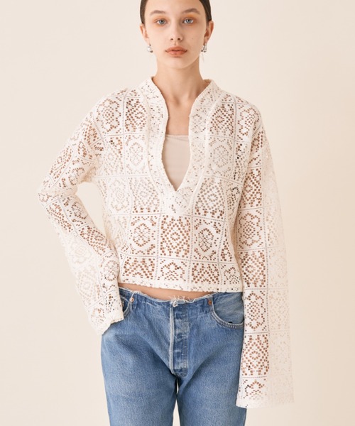 Solace（ソレイス）の「パネルレースカンフーブラウス（シャツ/ブラウス・レディース・ブラック/アイボリー・FREE）」の15枚目の写真