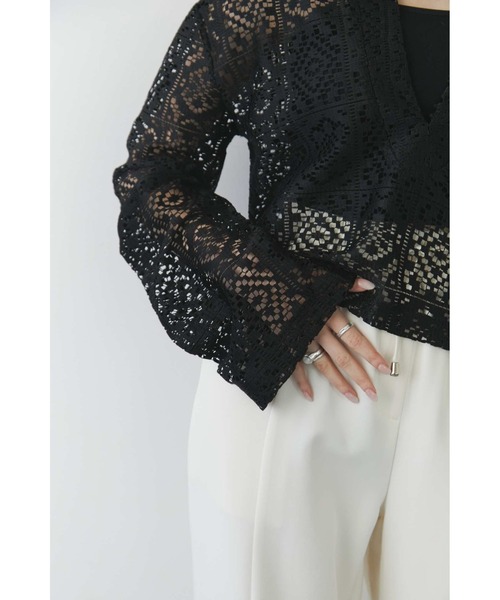 Solace（ソレイス）の「パネルレースカンフーブラウス（シャツ/ブラウス・レディース・ブラック/アイボリー・FREE）」の13枚目の写真