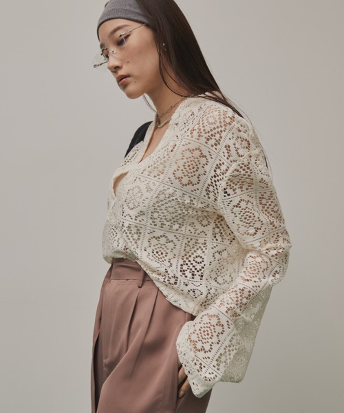 パネルレースカンフーブラウス（シャツ/ブラウス）｜Solace（ソレイス