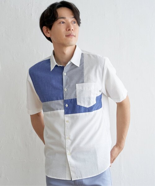 ikka(イッカ)の「サッカーブロックス切り替えシャツ(シャツ/ブラウス・メンズ・グリーン/ネイビー/ホワイト・S/XL/L/M)」の21枚目の写真