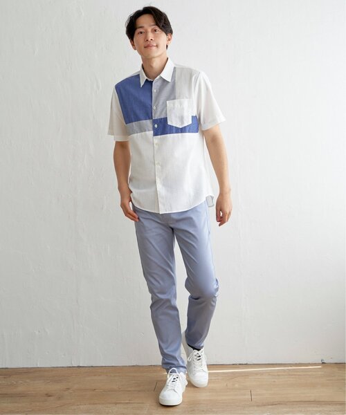 ikka(イッカ)の「サッカーブロックス切り替えシャツ(シャツ/ブラウス・メンズ・グリーン/ネイビー/ホワイト・S/XL/L/M)」の20枚目の写真