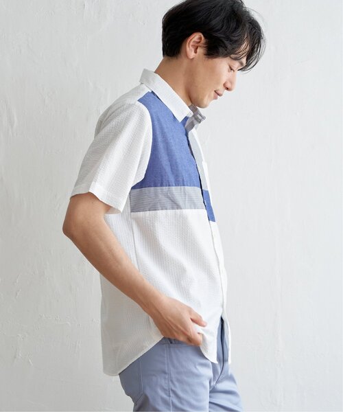 ikka(イッカ)の「サッカーブロックス切り替えシャツ(シャツ/ブラウス・メンズ・グリーン/ネイビー/ホワイト・S/XL/L/M)」の14枚目の写真