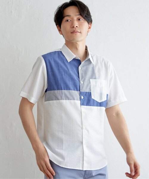 ikka(イッカ)の「サッカーブロックス切り替えシャツ(シャツ/ブラウス・メンズ・グリーン/ネイビー/ホワイト・S/XL/L/M)」の12枚目の写真