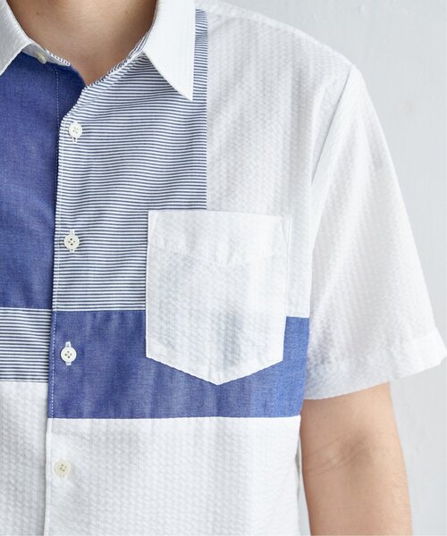 ikka(イッカ)の「サッカーブロックス切り替えシャツ(シャツ/ブラウス・メンズ・グリーン/ネイビー/ホワイト・S/XL/L/M)」の10枚目の写真