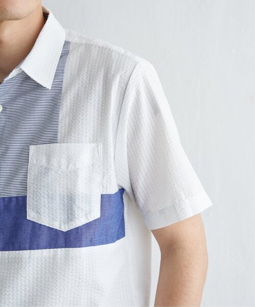 ikka(イッカ)の「サッカーブロックス切り替えシャツ(シャツ/ブラウス・メンズ・グリーン/ネイビー/ホワイト・S/XL/L/M)」の9枚目の写真