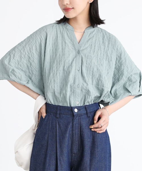 n'OrLABEL(ノアールレーベル)の「シャーリングチェックサークルブラウス(シャツ/ブラウス・レディース・チャコール/オフホワイト/グレイッシュブルー・FREE)」の22枚目の写真