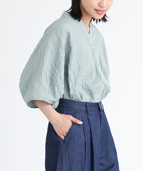n'OrLABEL(ノアールレーベル)の「シャーリングチェックサークルブラウス(シャツ/ブラウス・レディース・チャコール/オフホワイト/グレイッシュブルー・FREE)」の21枚目の写真