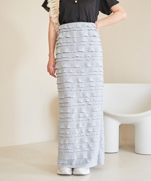 VIS(ビス)の「【選べる着丈】フリンジカットロングスカート【洗える】(スカート・レディース・ブラック/グレー系その他/ホワイト系その他・FREE/FS)」の3枚目の写真