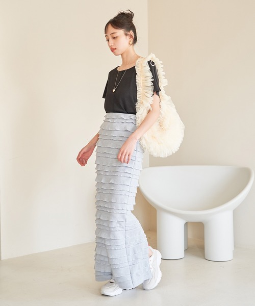 VIS(ビス)の「【選べる着丈】フリンジカットロングスカート【洗える】(スカート・レディース・ブラック/グレー系その他/ホワイト系その他・FREE/FS)」の5枚目の写真