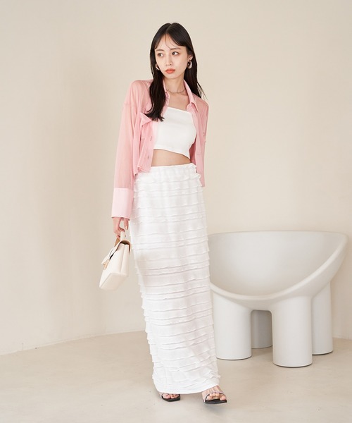 VIS(ビス)の「【選べる着丈】フリンジカットロングスカート【洗える】(スカート・レディース・ブラック/グレー系その他/ホワイト系その他・FREE/FS)」の17枚目の写真