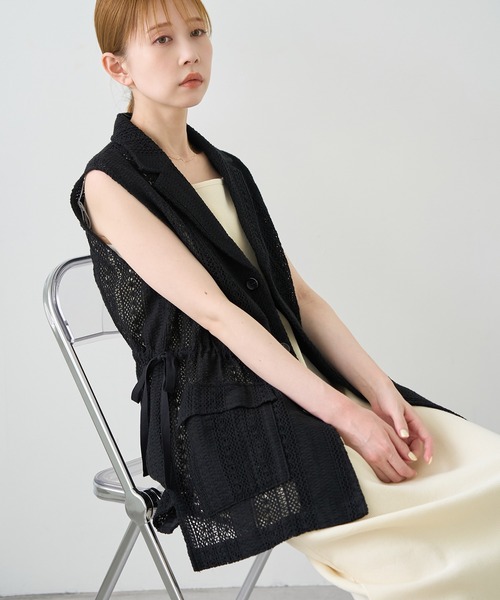 ROPE' PICNIC（ロペピクニック）の「レースミリタリージレ（ベスト・レディース・ホワイト/ブラック・38）」の9枚目の写真