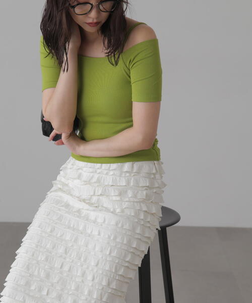 FREE'S MART（フリーズマート）の「◆オフショルホルターネックカットソー（Tシャツ/カットソー・レディース・ブラック/ブラック系その他/ホワイト系その他/ライトグリーン/ホワイト・FREE）」の13枚目の写真