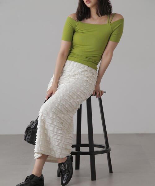 FREE'S MART（フリーズマート）の「◆オフショルホルターネックカットソー（Tシャツ/カットソー・レディース・ブラック/ブラック系その他/ホワイト系その他/ライトグリーン/ホワイト・FREE）」の16枚目の写真