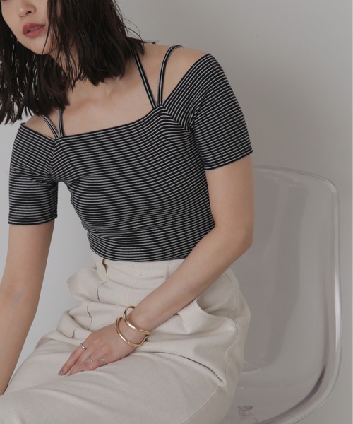 FREE'S MART（フリーズマート）の「◆オフショルホルターネックカットソー（Tシャツ/カットソー・レディース・ブラック/ブラック系その他/ホワイト系その他/ライトグリーン/ホワイト・FREE）」の4枚目の写真