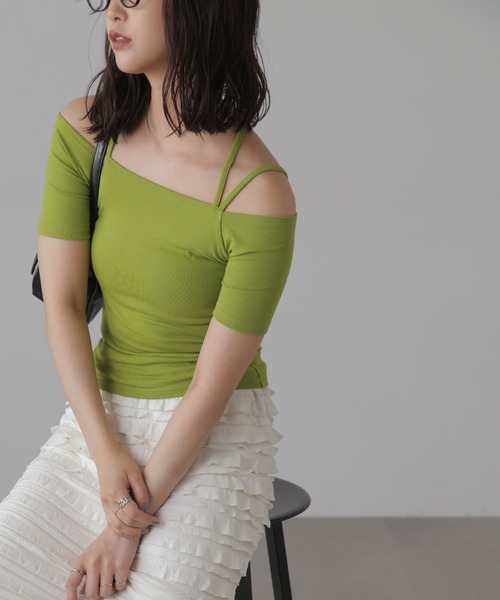 FREE'S MART（フリーズマート）の「◆オフショルホルターネックカットソー（Tシャツ/カットソー・レディース・ブラック/ブラック系その他/ホワイト系その他/ライトグリーン/ホワイト・FREE）」の5枚目の写真