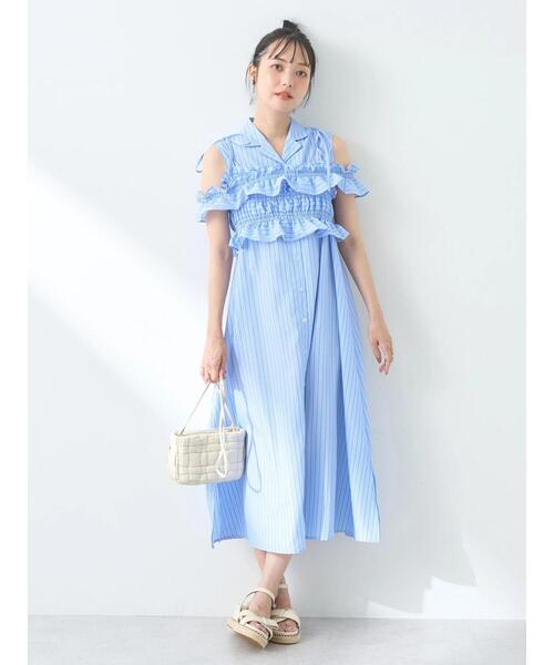earth music&ecology（アースミュージックアンドエコロジー）の「SET2点シャーリングビスチェ×シャツワンピース（シャツワンピース・レディース・サックスブルー/グレー系その他/ブルー系その他6/ベージュ系その他2・FREE）」の13枚目の写真