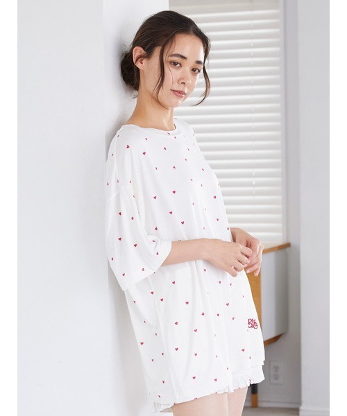 ジェラピケ　ハート　パジャマ上下　新品タグ付き gelato pique（ジェラートピケ）の「ハート柄BIGTシャツ（ルームウェア